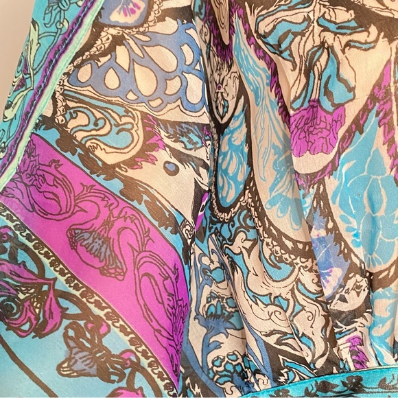 Vibrant Blue Turquoise and Purple Sheer Women's Swim Cover-Up Fits M/L - Picture 5 of 16